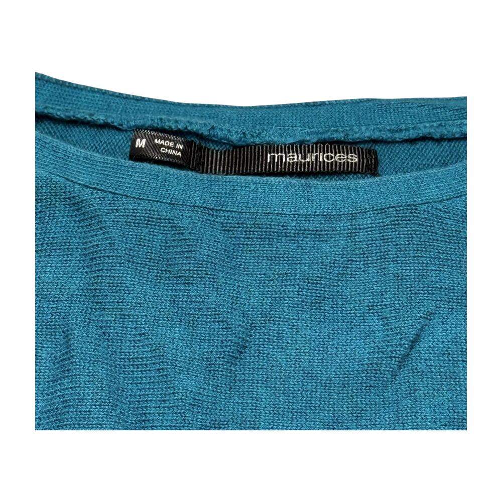 Maurices Teal Blue Raglan Top Short Sleeve Womens Medium - Picture 7 of 7